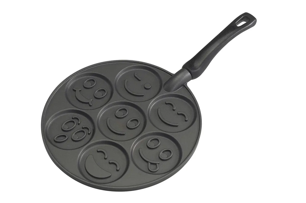 Nordic Ware Smiley Face Pancake Pan Silver, 10 1/2 inch diameter | Fun smiley faces for breakfast - main product image