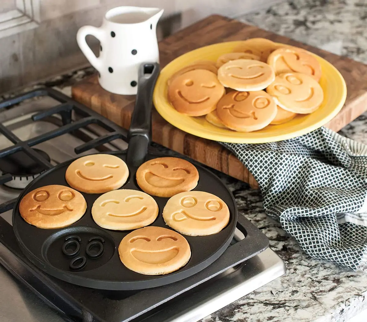 Nordic Ware Smiley Face Pancake Pan Silver, 10 1/2 inch diameter | Fun smiley faces for breakfast - view 5