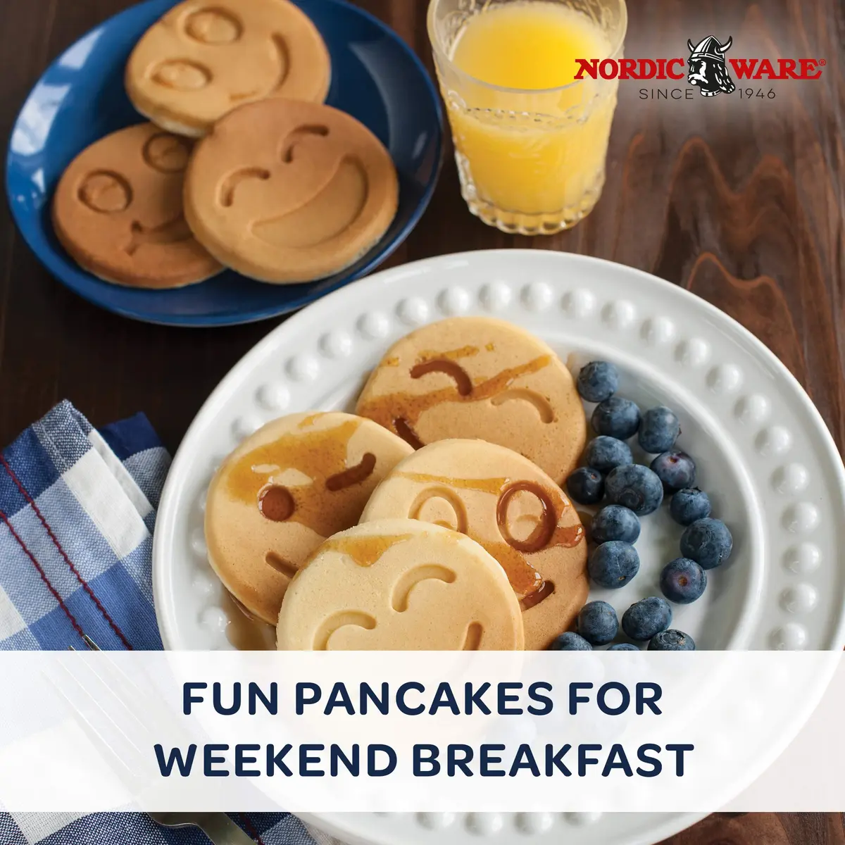 Nordic Ware Smiley Face Pancake Pan Silver, 10 1/2 inch diameter | Fun smiley faces for breakfast - view 2