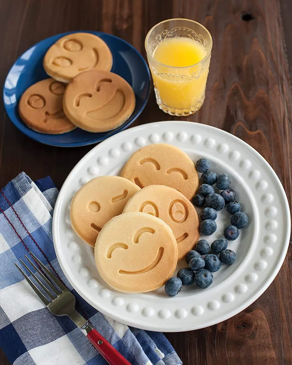 Nordic Ware Smiley Face Pancake Pan Silver, 10 1/2 inch diameter | Fun smiley faces for breakfast - view 4