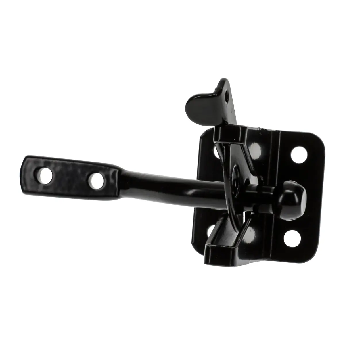 National Hardware Automatic Gate Latch, 4 in Strike, Black Steel | Self-Latching for Outswing Gates - main product image