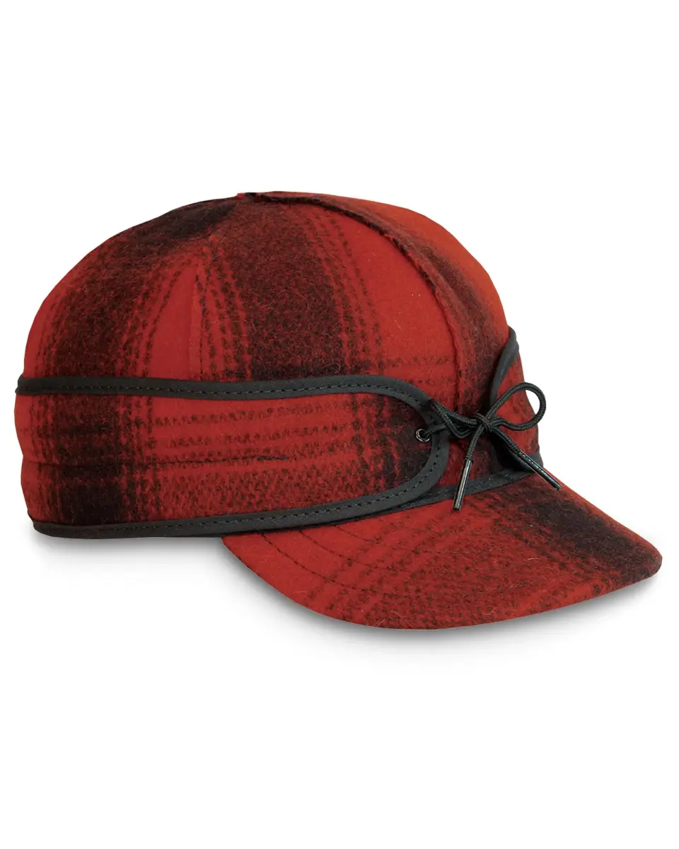 Stormy Kromer The Original Cap, Red/Black Plaid, Size 7 3/8 (19.7 cm) | Classic Wool Blend Winter Hat with Earflaps - main product image