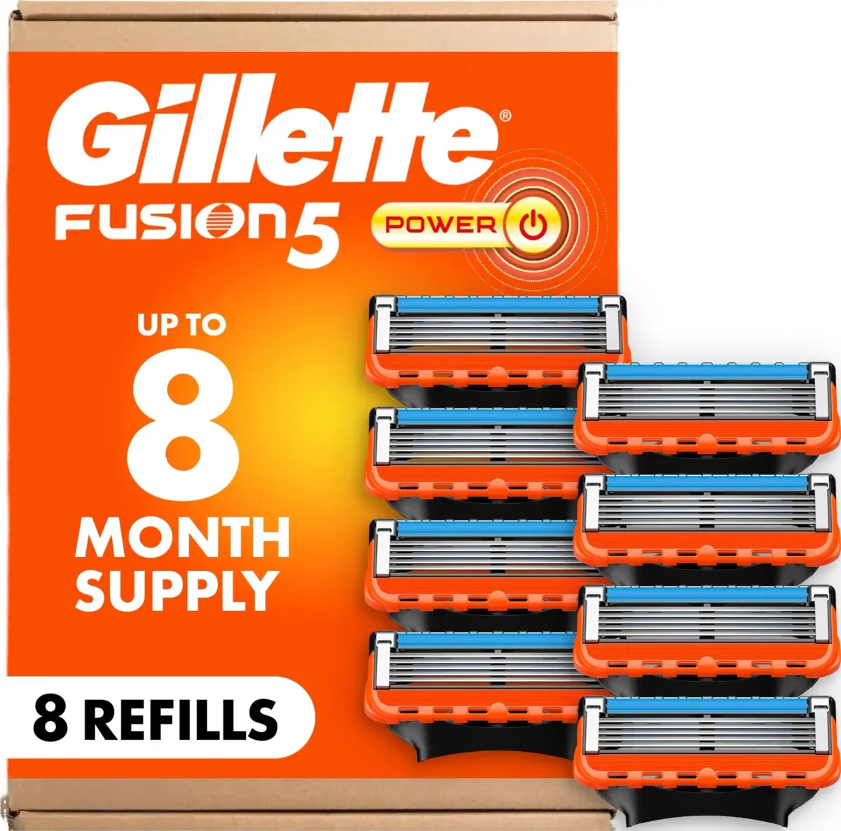 Gillette Fusion5 Power Razor Blade Refills for Men, 8 Count | 5-Blade Technology for Smooth Shaves - main product image