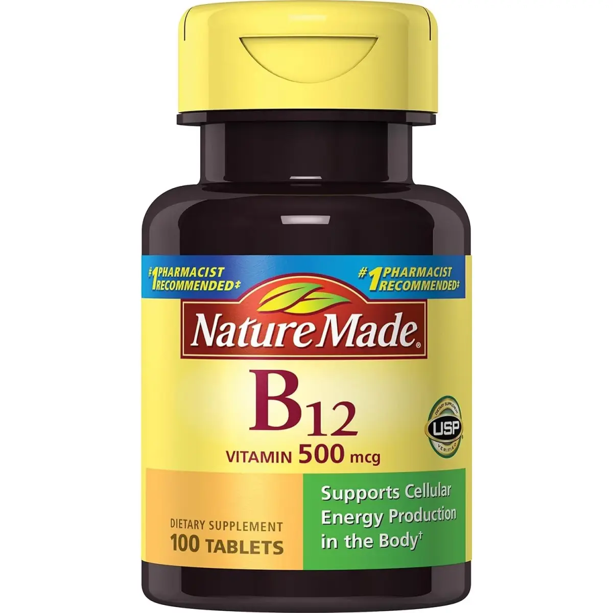Nature Made Vitamin B-12 500 mcg Tablets 200 Count (Pack of 2) | Essential for Nerve Health & Red Blood Cell Formation - main product image