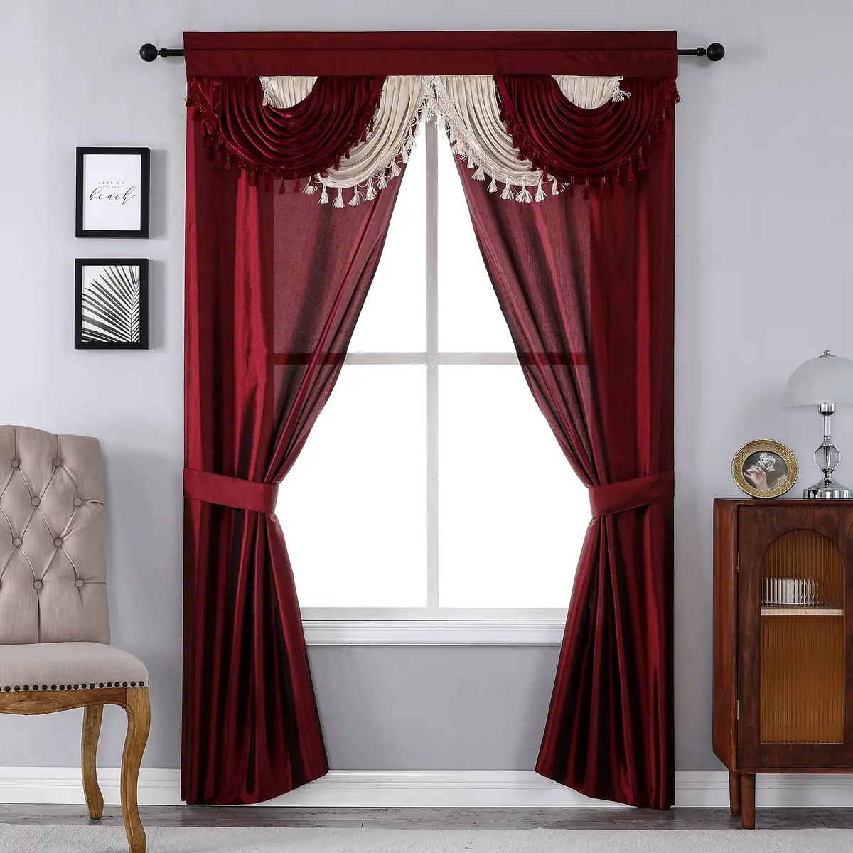 Regal Home Collections Amore 5-Piece Curtain Set - 137cm W x 213cm L Panels | Light Filtering Brick - main product image