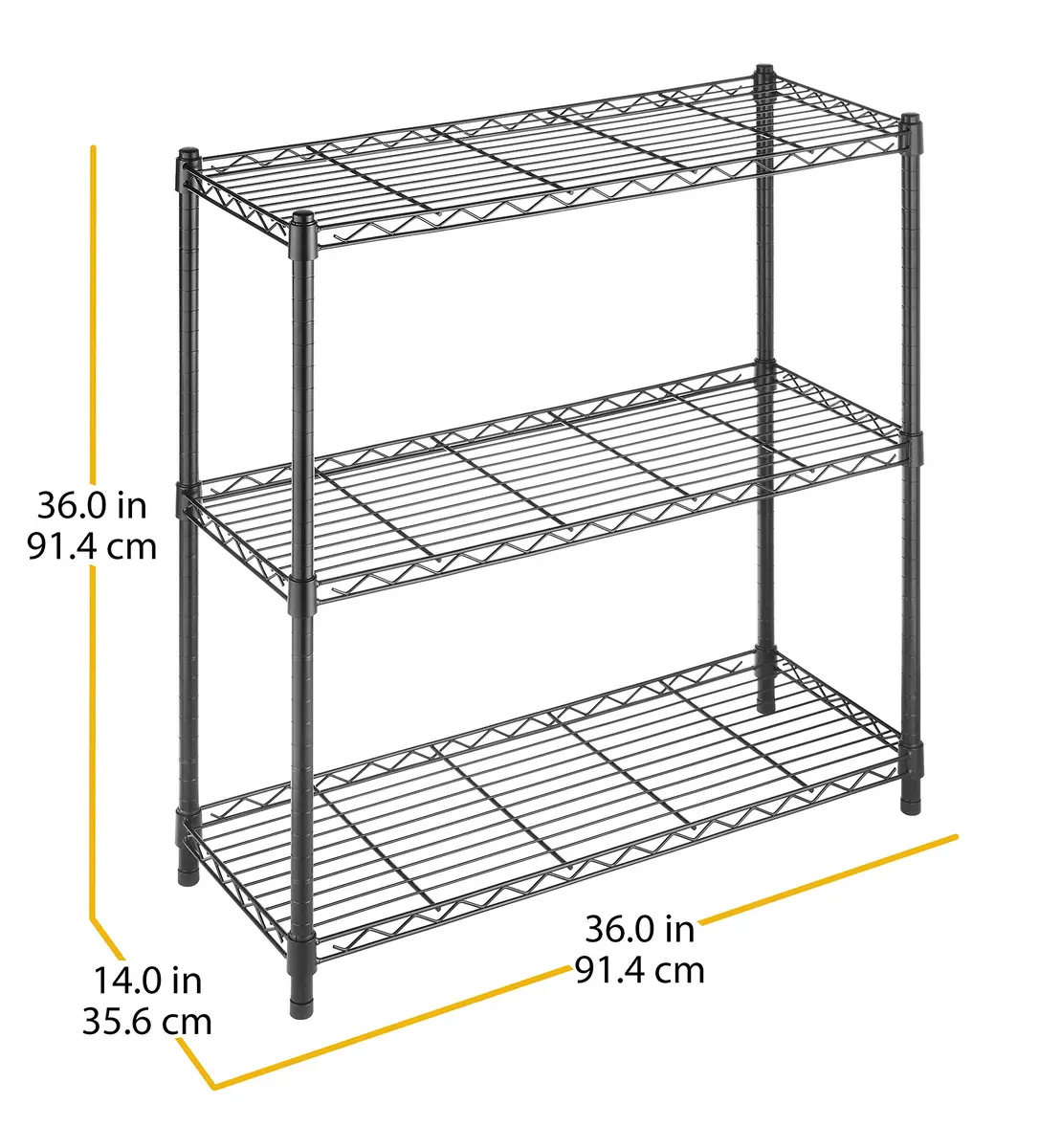 Whitmor 3 Tier Shelving Unit, Metal Shelving, Adjustable Wire Shelving | Heavy Duty Storage for Home & Garage - view 6
