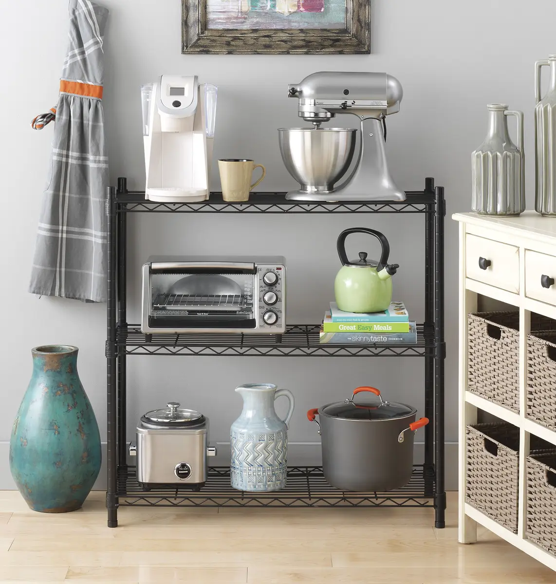 Whitmor 3 Tier Shelving Unit, Metal Shelving, Adjustable Wire Shelving | Heavy Duty Storage for Home & Garage - view 3