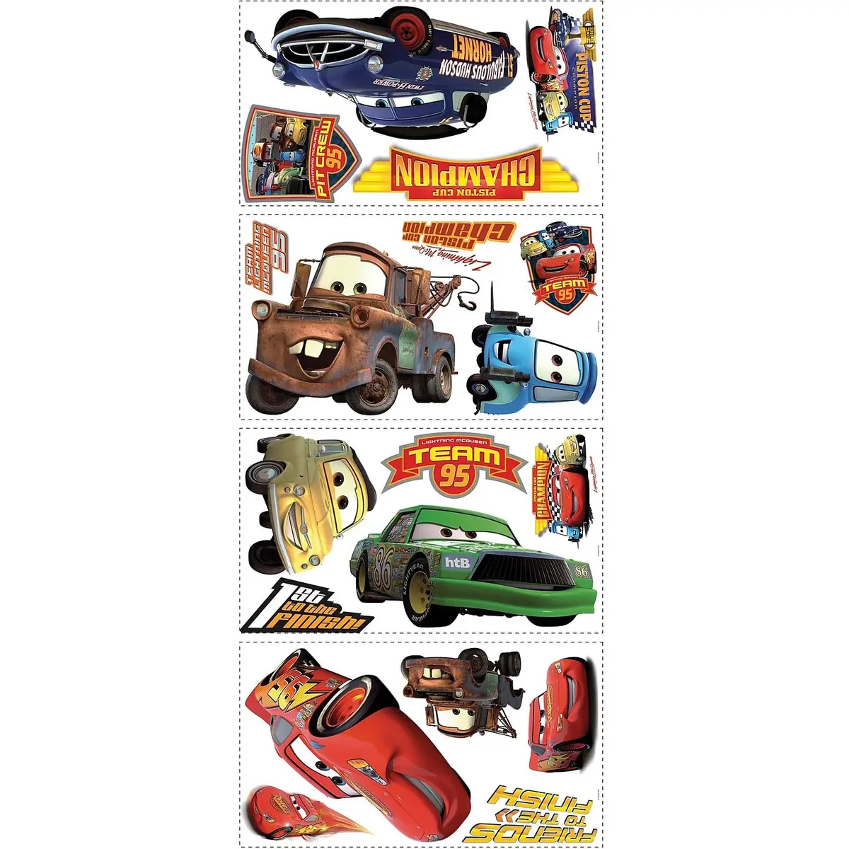 RoomMates Disney Pixar Cars Piston Cup Champs Peel & Stick Wall Decals 19 Piece | Repositionable Vinyl for Kids & Teens - main product image