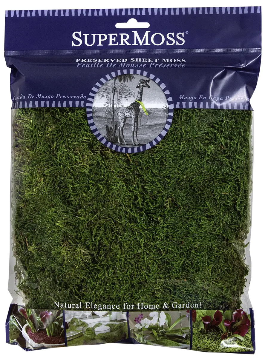 SuperMoss Preserved Sheet Moss Fresh Green | Natural, Long-Lasting, 8oz (200 in3) - main product image