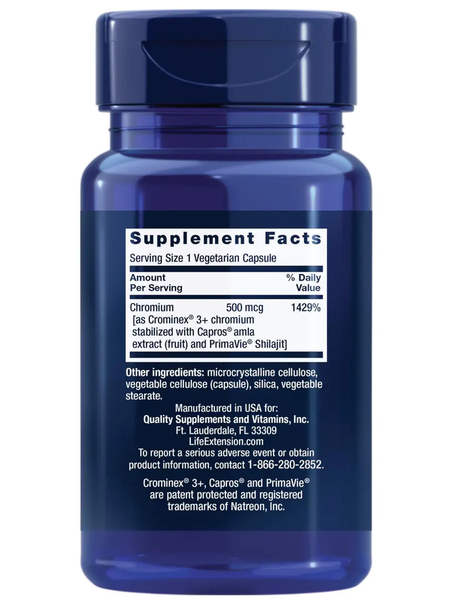 Life Extension Optimized Chromium with Crominex 3+, 500 mcg | Supports Healthy Metabolism & Weight Management - view 2