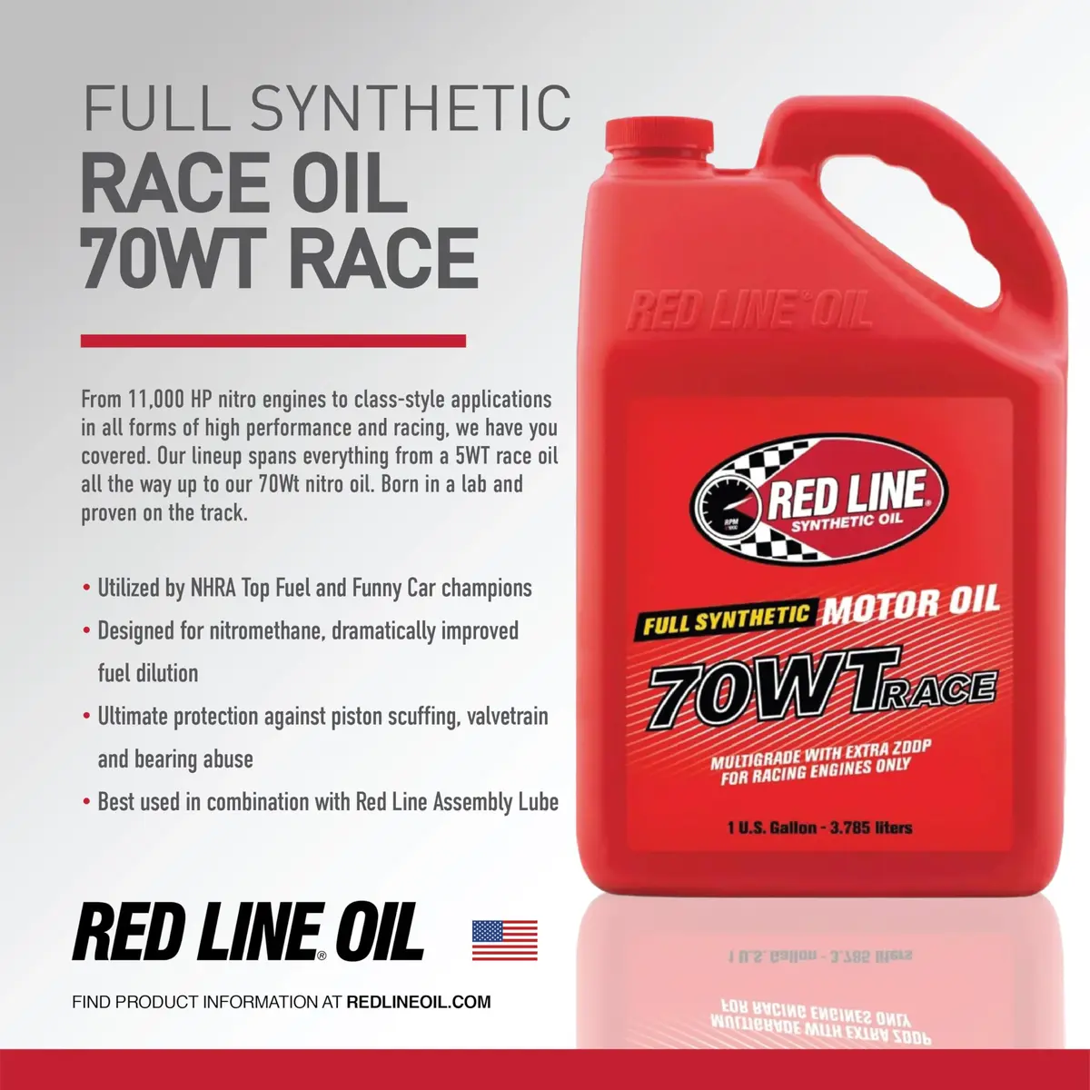 Red Line 10705 70WT Nitro Drag Race Oil Synthetic Gallon | High-Performance Racing Oil - view 3
