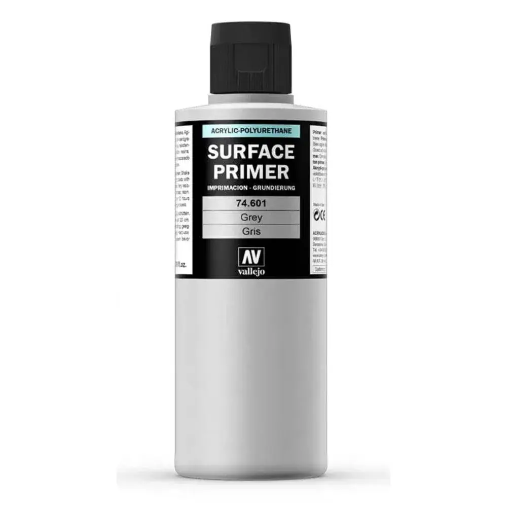 Vallejo Grey Acrylic Surface Primer 200ml (6.76 Fl Oz) | Matte Finish, Fast Drying, Airbrush Ready - view 2