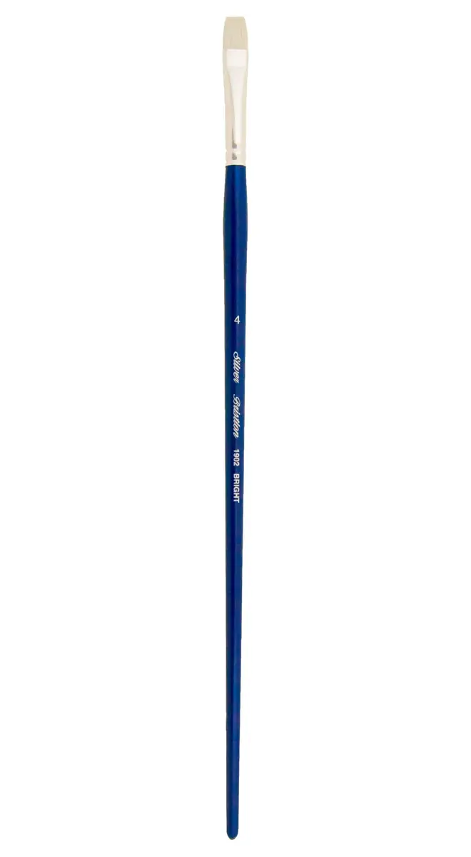 Silver Brush Limited Bristlon Bright Oil and Acrylic Paintbrush Size 4 | Synthetic Hog-Like Bristle, Long Handle - main product image