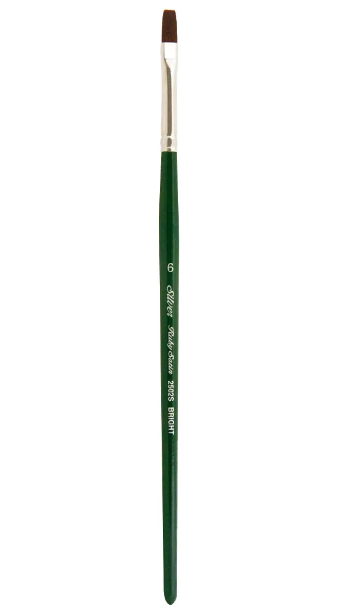Silver Brush Limited Ruby Satin Bright Oil and Acrylic Paintbrush Size 6 | Synthetic, Short Handle, Heavy Body Paint - main product image