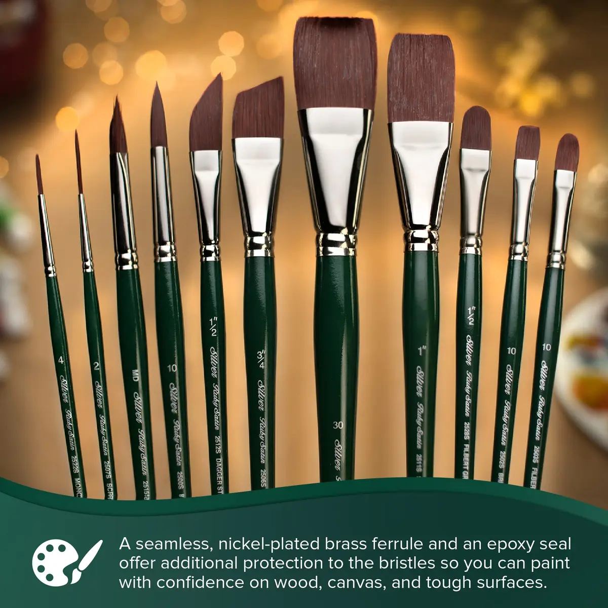 Silver Brush Limited Ruby Satin Bright Oil and Acrylic Paintbrush Size 6 | Synthetic, Short Handle, Heavy Body Paint - view 5