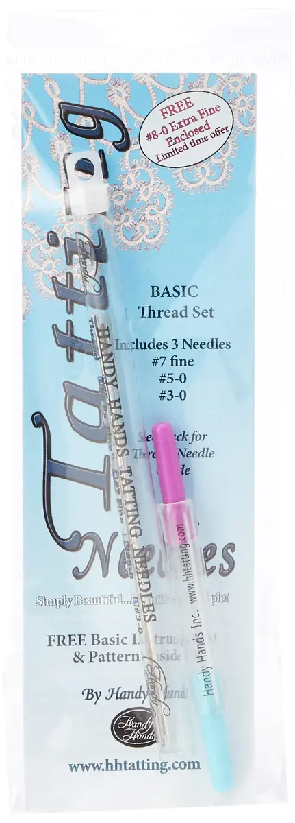 Handy Hands Tatting Needle Set with Threaders - Sizes 3, 5, 7 & 8 | 4 Needles & 2 Threaders - main product image
