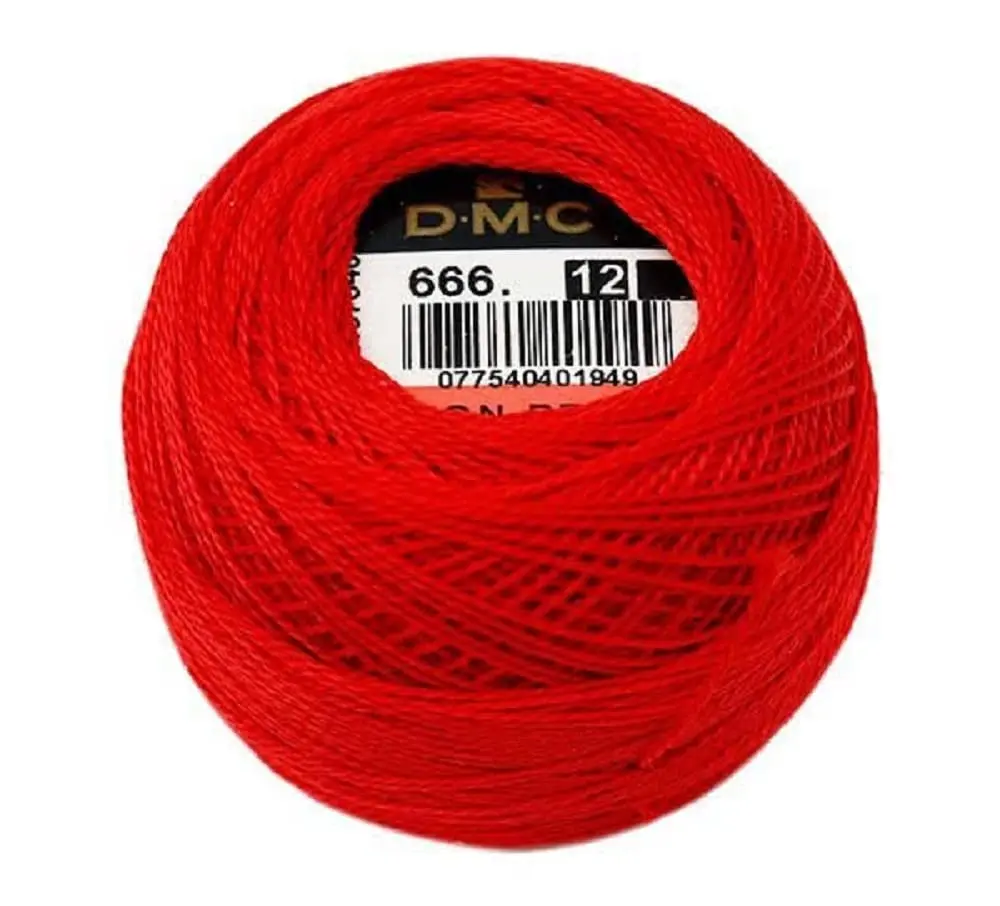 DMC Pearl Cotton Thread Balls Size 12, 141 yards (129 m) Bright Red | Soft Silky Embroidery Floss - main product image