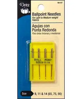 Dritz Ballpoint Machine Needles, Sizes 9, 11 & 14, 4 Count, Nickel | For Knit & Stretch Fabrics - view 2
