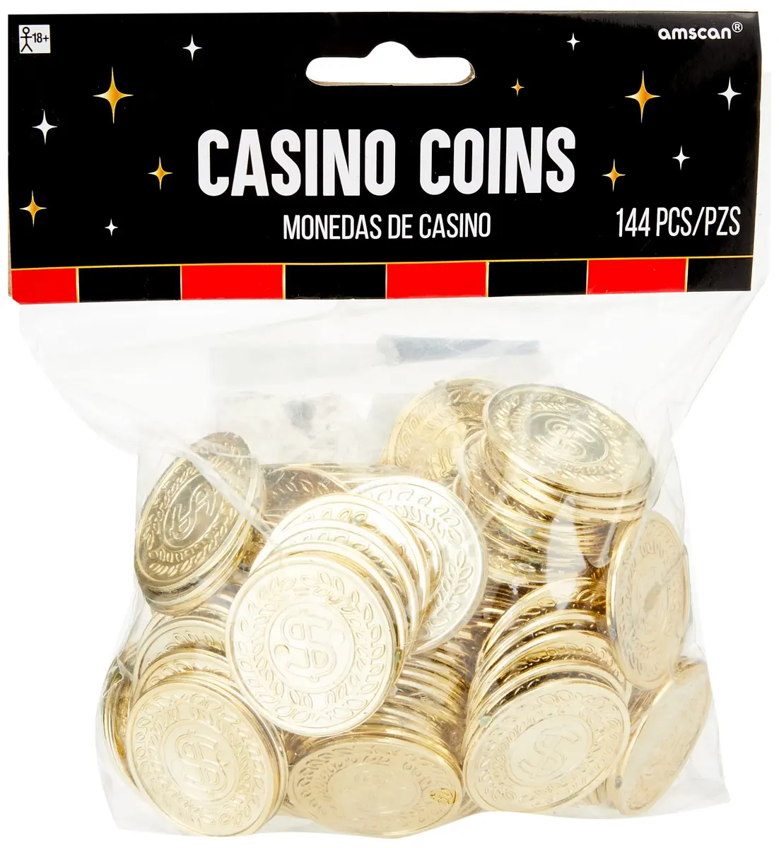 Amscan Eye-Catching Casino Gold Coins 7.50" x 5.62" | Premium Durable Design for Gaming & Gifts - main product image