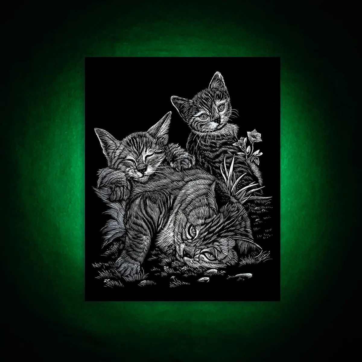 Royal & Langnickel Silver Engraving Art Kit Tabby Cat and Kittens 20.3cm x 25.4cm (8" x 10") | Easy Art for All Ages - view 4