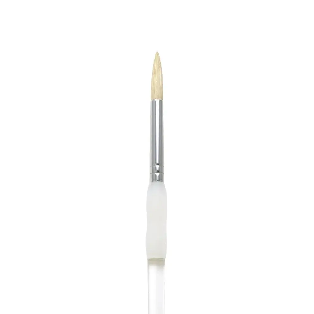 Omnia Soft-Grip Bristle Round Brush Size 3 | Flagged Bristle Artist Brush - main product image