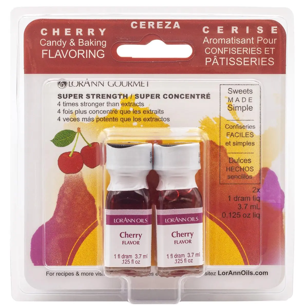 LorAnn Oils Super Strength Cherry Flavoring 0.12 Fl Oz | Concentrated Candy & Baking Flavor - main product image