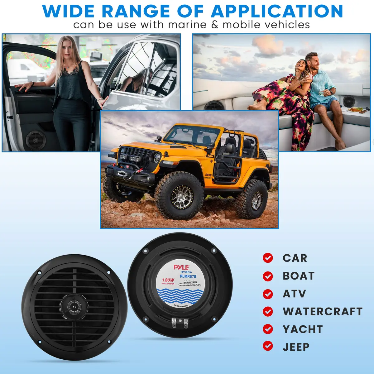 Pyle 6.5 Inch Dual Marine Speakers Waterproof Weather Resistant 120W Black - view 6