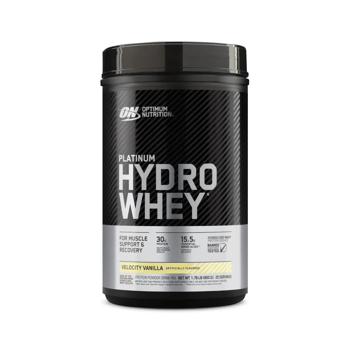 Optimum Nutrition Platinum Hydrowhey Protein Powder, Velocity Vanilla, 907g (2 LB) | Hydrolyzed Whey Isolate for Rapid Recovery - main product image