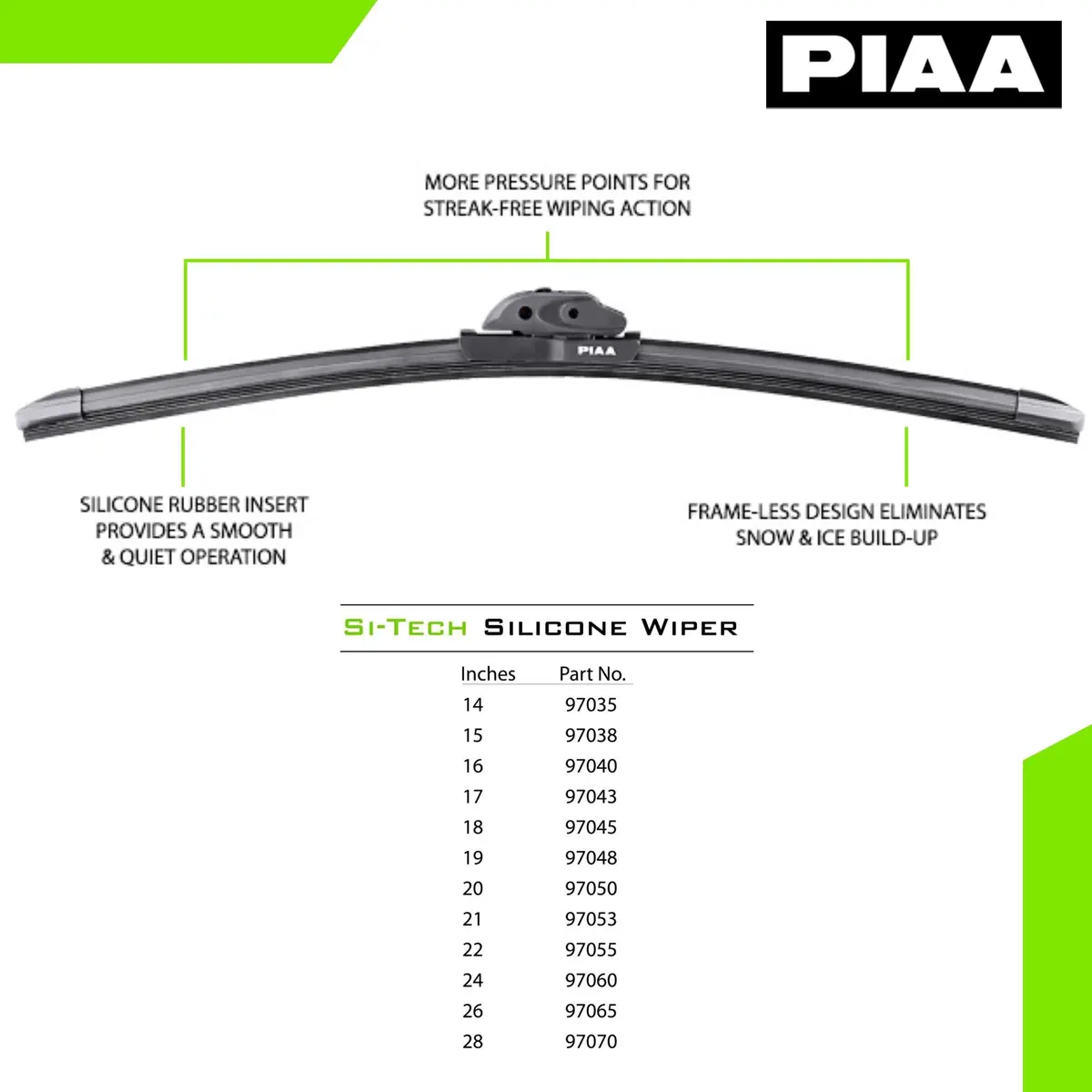 Piaa 97040 16-Inch (400mm) Si-Tech Silicone Wiper Blade | Premium All-Season OEM Windshield Wiper - view 4