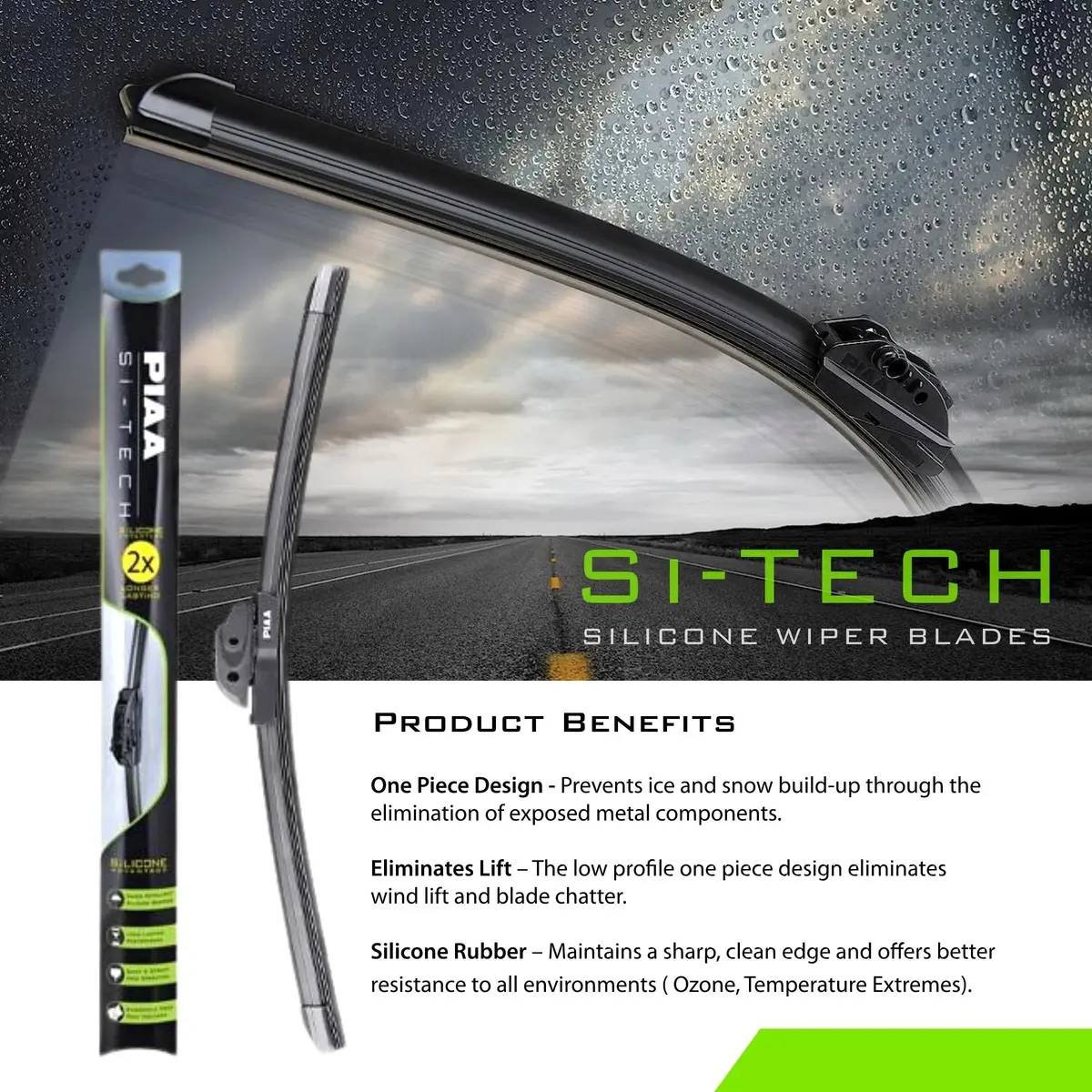 Piaa 97040 16-Inch (400mm) Si-Tech Silicone Wiper Blade | Premium All-Season OEM Windshield Wiper - view 2