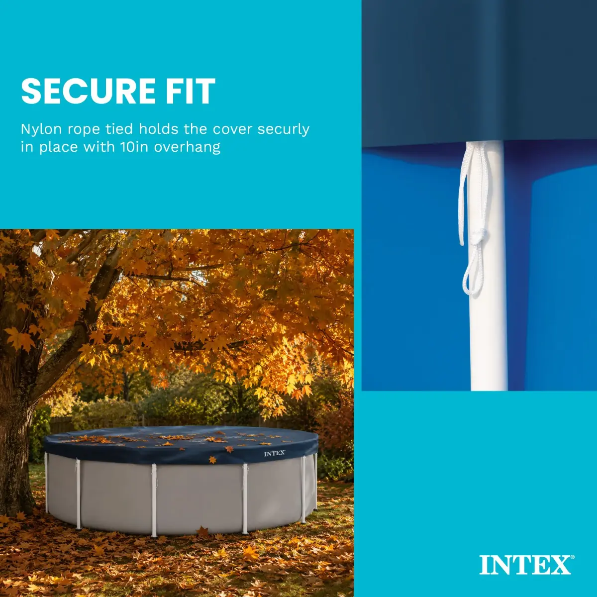 Intex 12ft Round Metal Frame Pool Cover | 3.37 kg (7 lb) | Protects from Debris & Weather - view 5