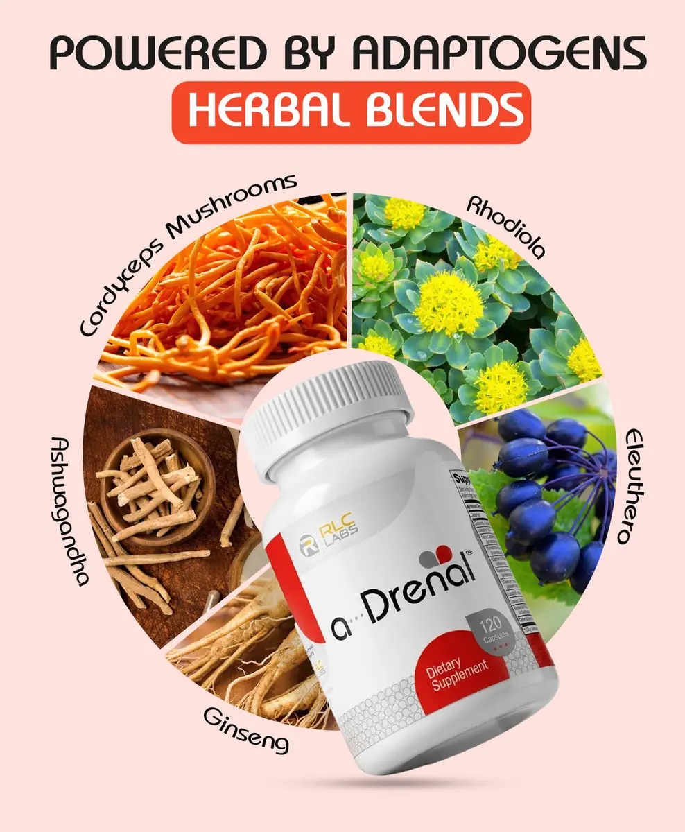 RLC Labs a-Drenal 120 Capsules | Cortisol & Stress Support with Ashwagandha, Rhodiola & Ginger - view 5
