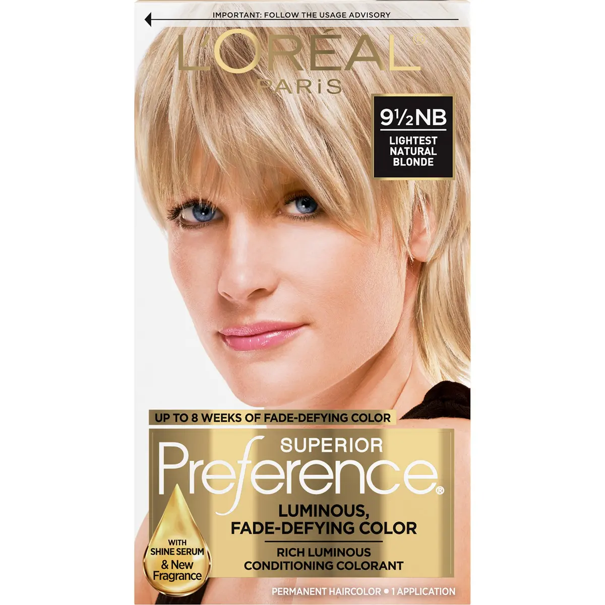 L'Oreal Paris Superior Preference Fade-Defying + Shine Permanent Hair Color, 9.5NB Lightest Natural Blonde | Long-lasting luminous blonde - main product image