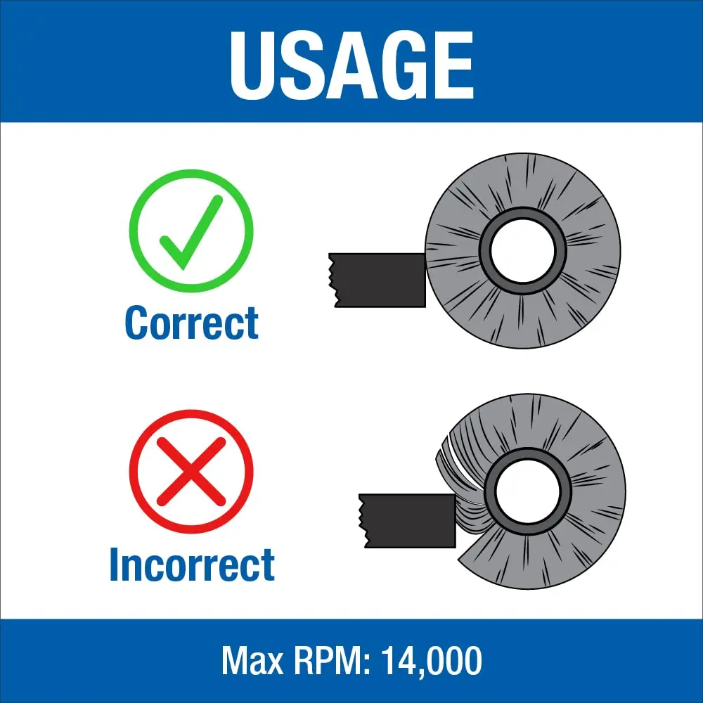 Mercer Abrasives 187010 - 4" x 1/2" x 5/8"-11 Crimped Wire Wheel, .014 Carbon Steel Wire | Heavy-duty Abrasion Tool - view 5