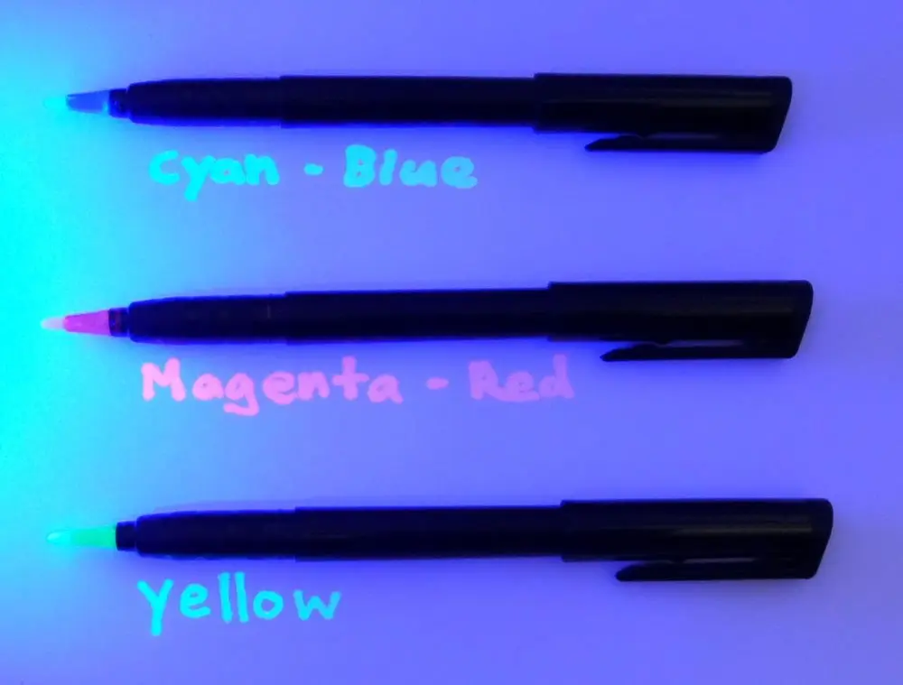 DIRECTGLOW LLC Invisible UV Blacklight Ink Marker Set - Blue, Red, Yellow (3 Count) - main product image