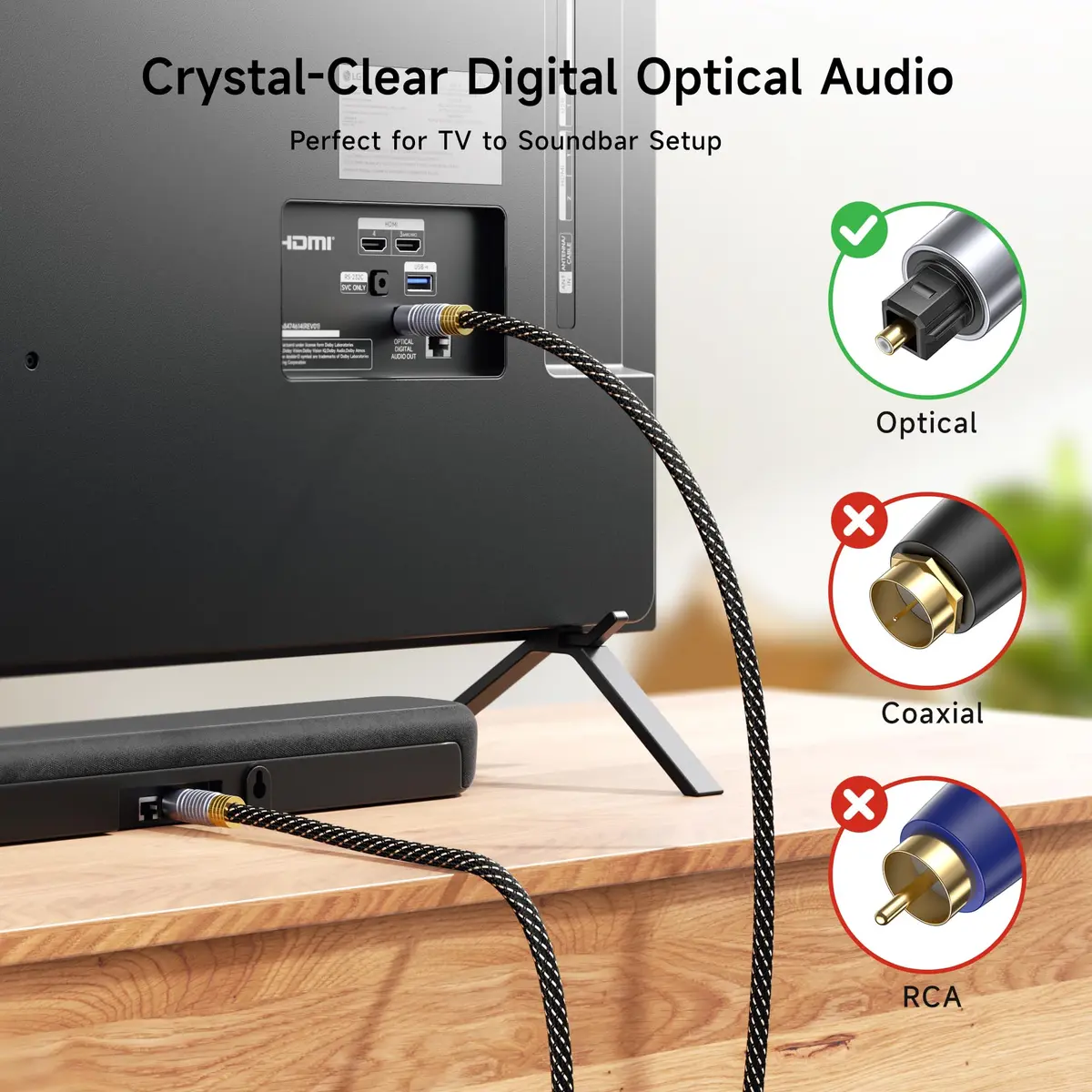 Cable Matters Premium Short Optical Audio Cable, Toslink Cable, 3ft | High-Fidelity Digital Connection - view 2
