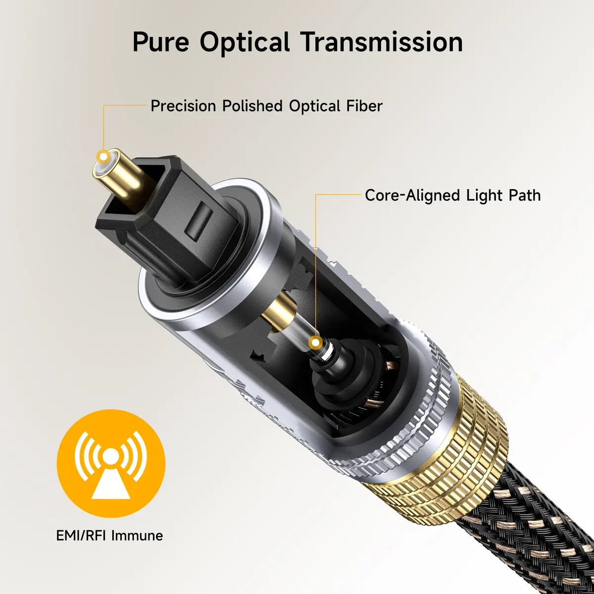 Cable Matters Premium Short Optical Audio Cable, Toslink Cable, 3ft | High-Fidelity Digital Connection - view 4