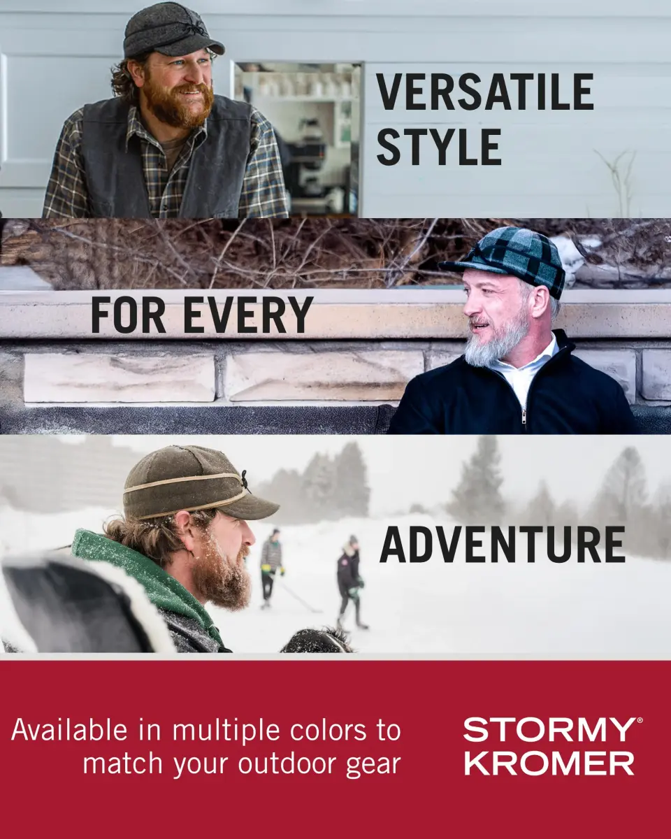 Stormy Kromer The Original Cap, Red/Black Plaid, Size 7 (22-24 oz Wool Blend, 100% Cotton Flannel Lining, Adjustable Earband) - view 3