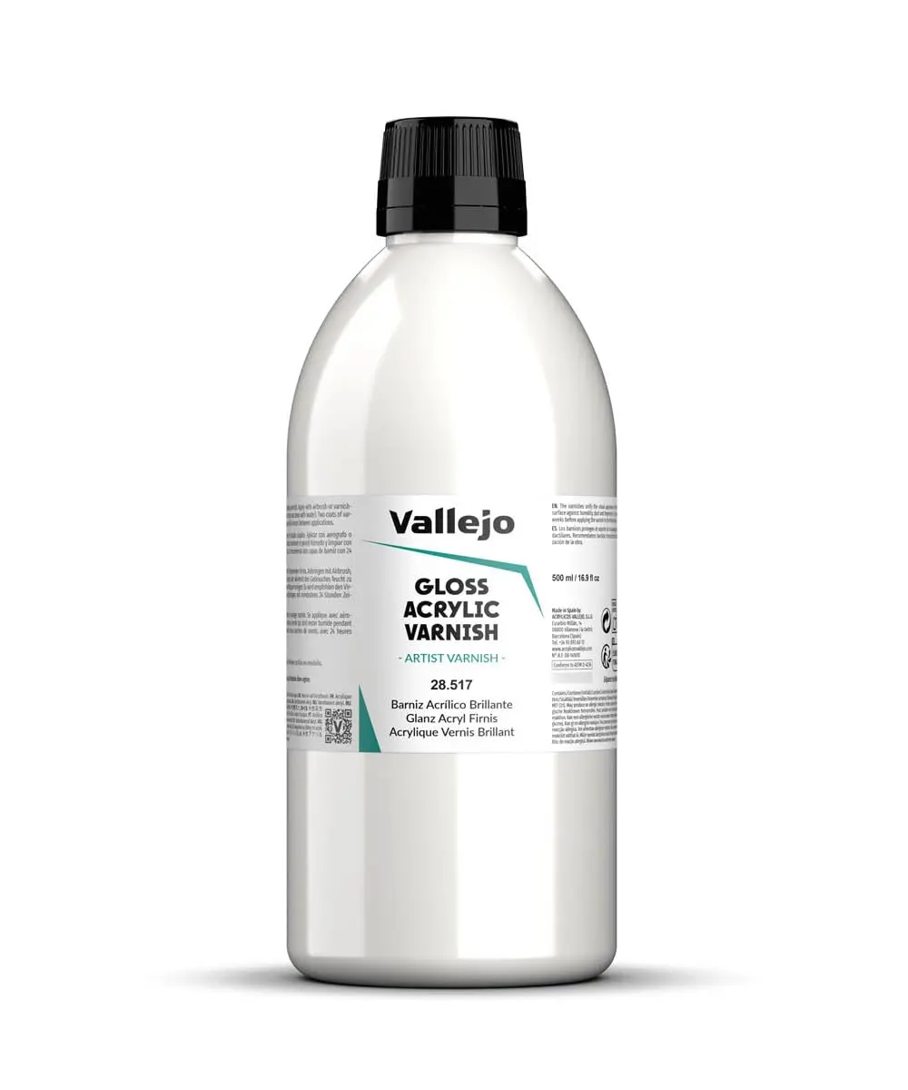 Vallejo Permanent Acrylic Varnish Glossy Finish 500 ml | Scratch & UV Resistant, Indoor & Outdoor - main product image