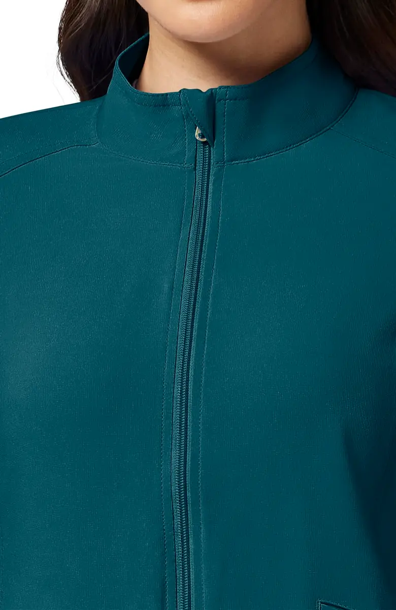 Cherokee iFlex Scrub Jacket for Women 2 Pocket Zip Front Caribbean Blue S | Moisture-Wicking, Flexible Fit - view 5
