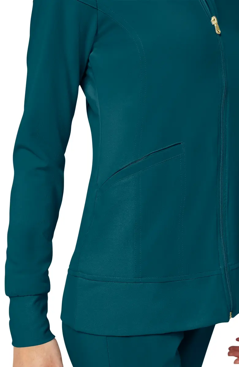 Cherokee iFlex Scrub Jacket for Women 2 Pocket Zip Front Caribbean Blue S | Moisture-Wicking, Flexible Fit - view 6