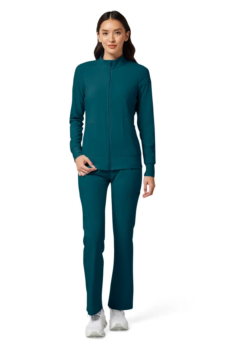 Cherokee iFlex Scrub Jacket for Women 2 Pocket Zip Front Caribbean Blue S | Moisture-Wicking, Flexible Fit - view 7