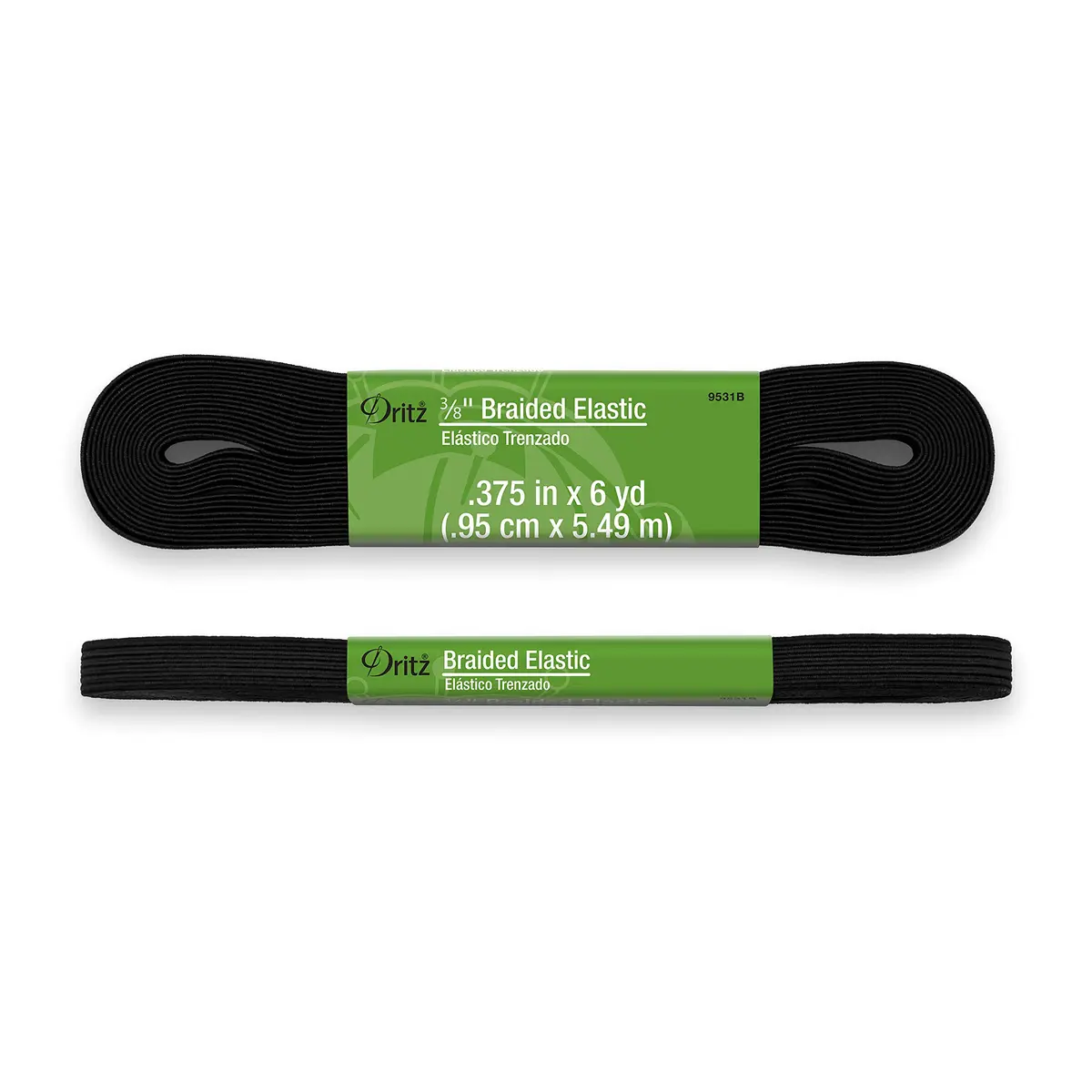Dritz Braided Elastic 3/8-Inch x 6-Yard | Black Polyester-Rubber for Waistbands & More - view 2