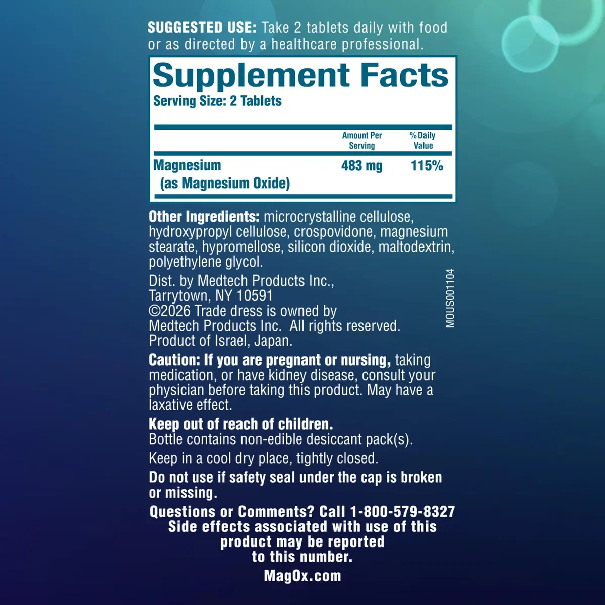 Mag-Ox Magnesium Supplement, Pharmaceutical Grade Magnesium Oxide 483mg | Supports Heart & Muscle Function - view 7