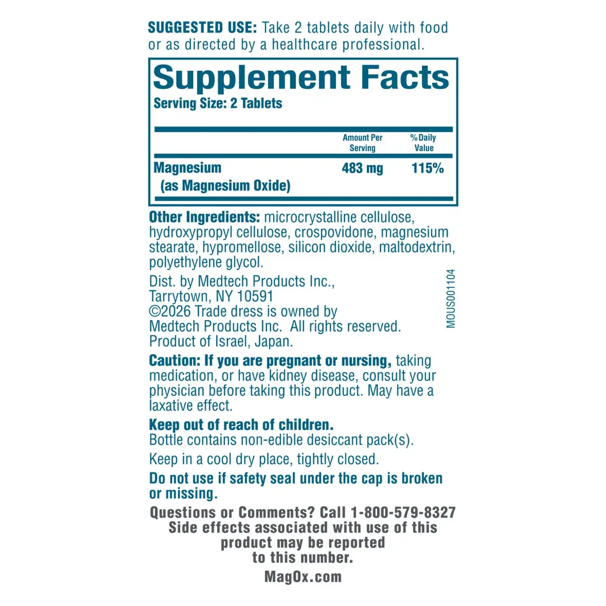Mag-Ox Magnesium Supplement, Pharmaceutical Grade Magnesium Oxide 483mg | Supports Heart & Muscle Function - view 8