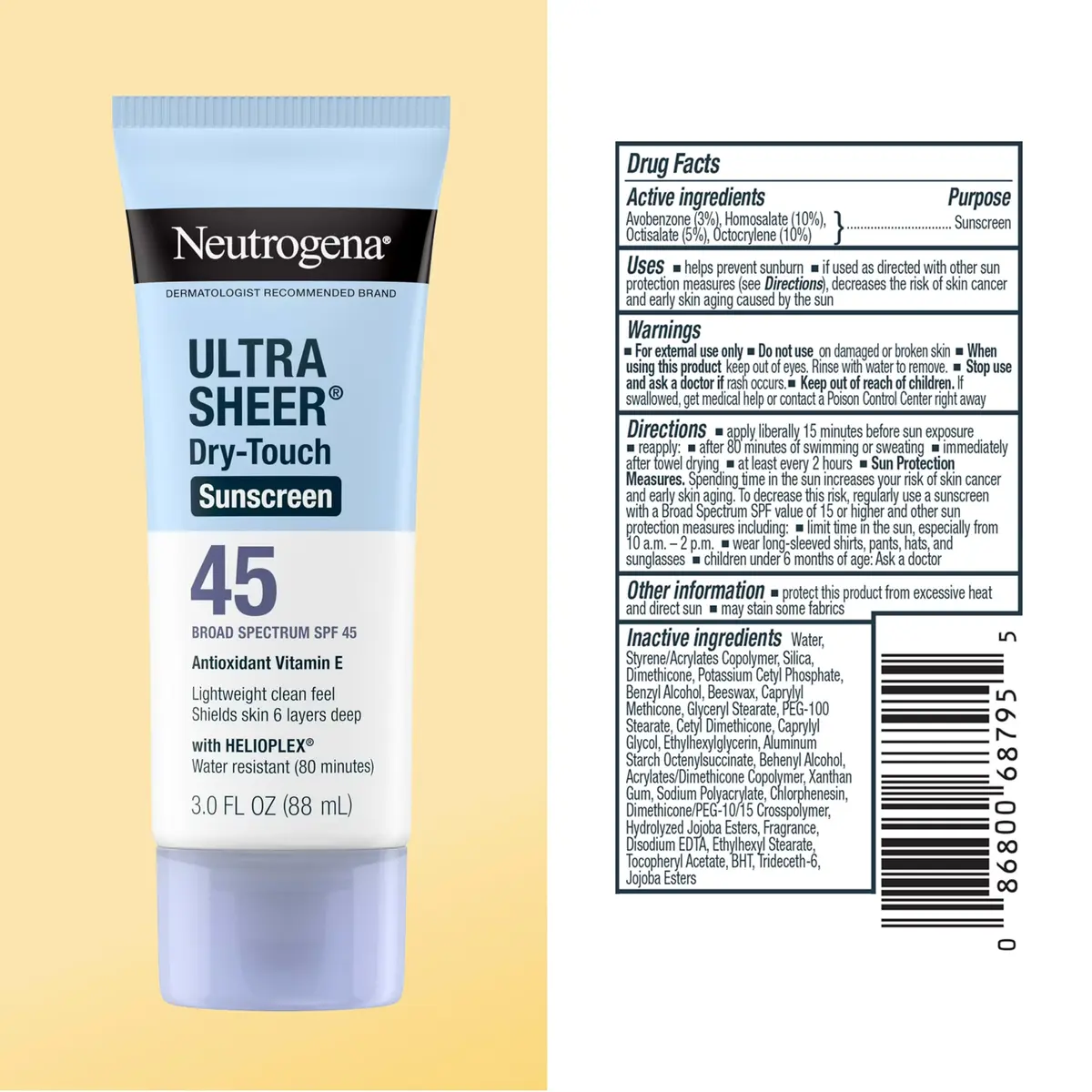 Neutrogena Ultra Sheer Dry-Touch Sunscreen Lotion SPF 45 | 177ml (6 fl oz) 2-Pack | Broad Spectrum UVA/UVB Protection - view 8