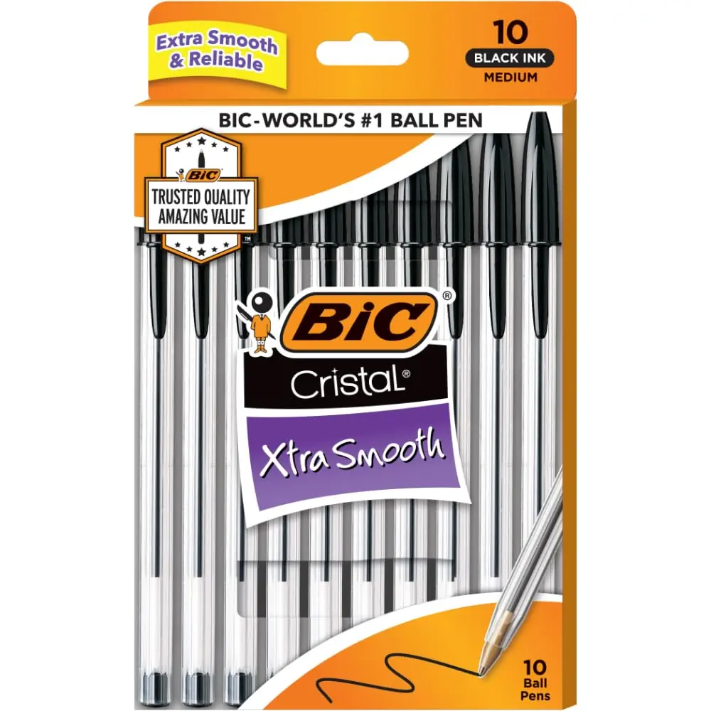 BIC CRISTAL Ballpoint Pen 1mm | Smooth Black Ink, Pack of 10 for Everyday Writing - view 2