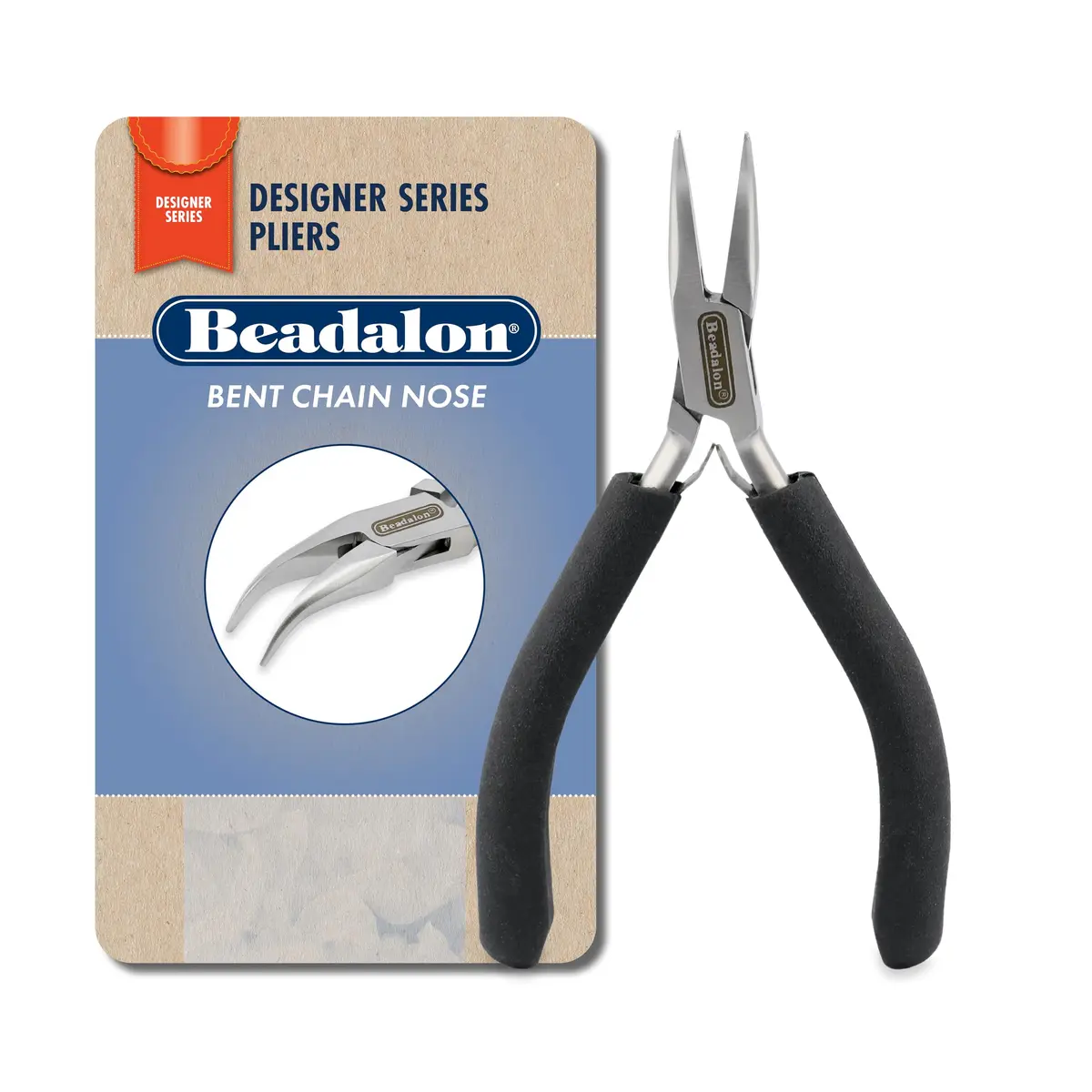 Beadalon Designer Series Bent Chain Nose Pliers, Stainless Steel, 4.75 in | Precision Jewelry Tool - main product image