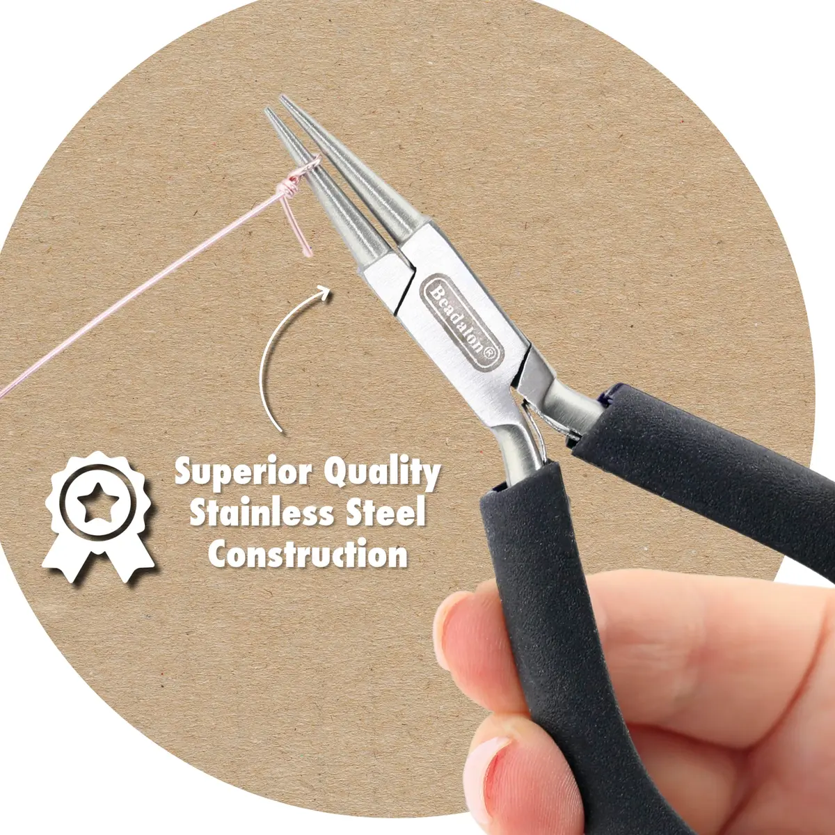 Beadalon Designer Series Bent Chain Nose Pliers, Stainless Steel, 4.75 in | Precision Jewelry Tool - view 3