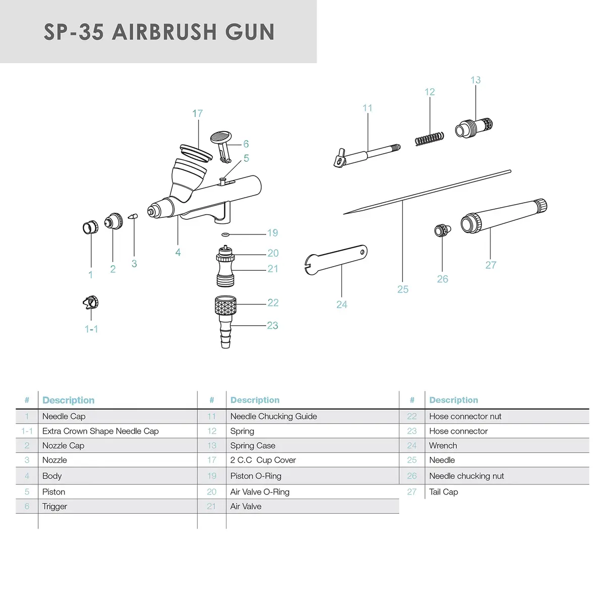 TEMPTU SP-35 Gravity Feed Airbrush Gun | Dual Action Trigger | 0.35mm Needle | Professional for Face, Body & Fine Detail Work | Includes Storage Case - view 5